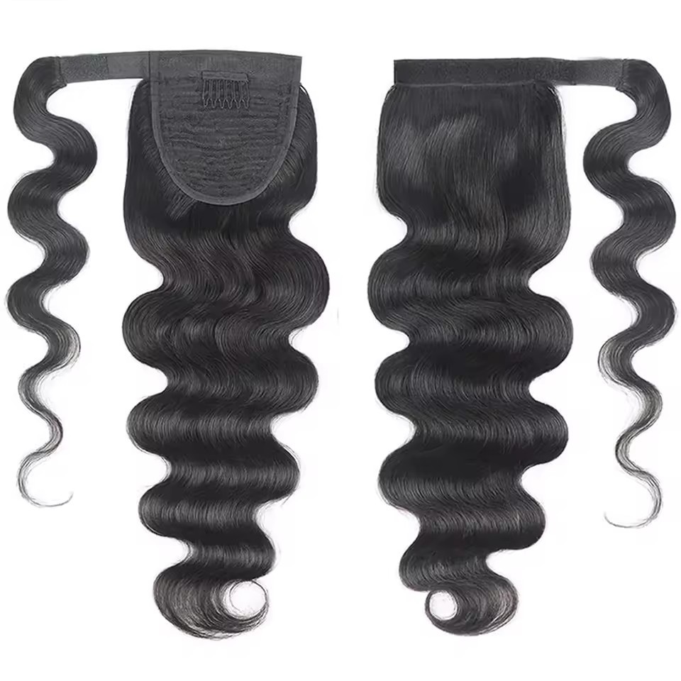 Natural Afro Curly Wrap Around Ponytail Human Hair Extension Brazilian 8"-22" 100% Remy Human Hair For Women