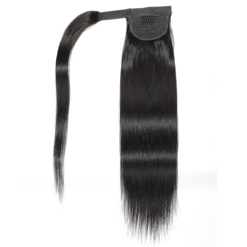 Natural  Color Straight  Ponytail Hair Extensions Wrap Around Ponytail 100% Remy Hair Extensions Brazilian Hair Extensions  For Women