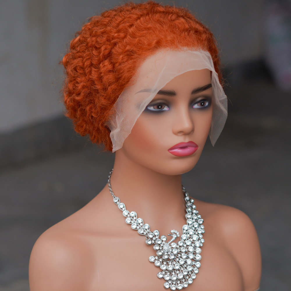 Afro Curly  High  Density 8 Inches Ear To Ear 13x4 Lace Frontal Human Hair Wig  Brazilian Virgin Remy Wig