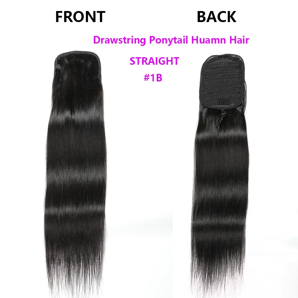 Straight Ponytail Human Hair Extensions Drawstring Ponytail Extensions For Women Clip In Ponytail Hair Extensions