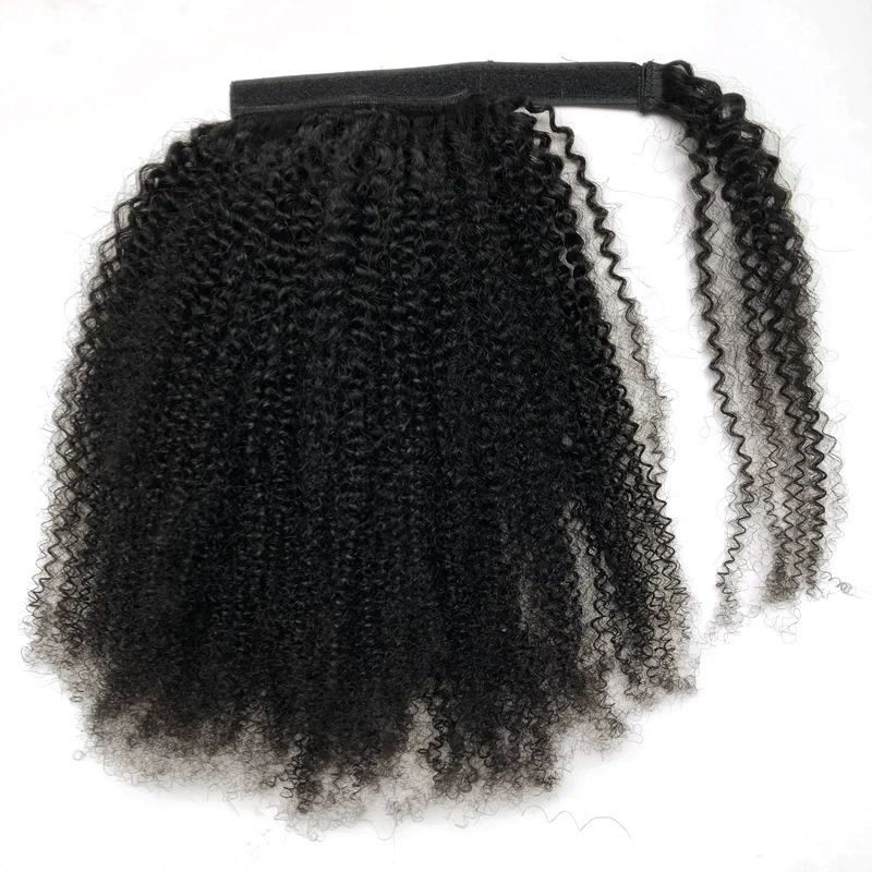 Natural Afro Kinky Curly Ponytail Human Hair Wrap Around Ponytail Extension  Brazilian VirginRemy  Human Hair