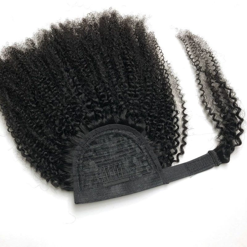 Natural Afro Kinky Curly Ponytail Human Hair Wrap Around Ponytail Extension  Brazilian VirginRemy  Human Hair