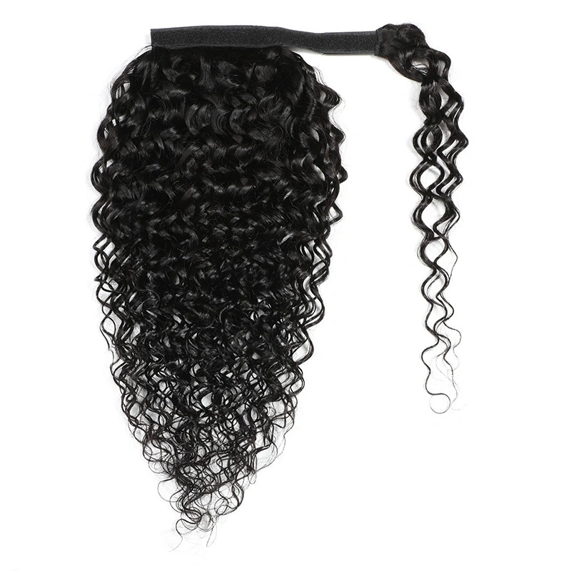 Water Wave Human Hair Wrap Around Ponytail Remy Hair Extensions Brazilian Remy Hair Pieces Natural Color For Women
