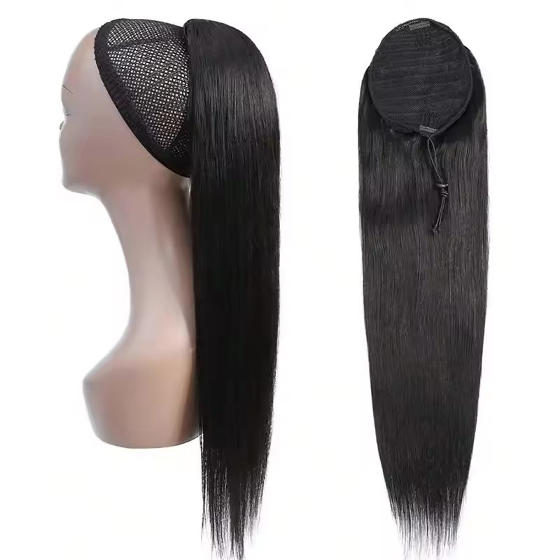 Straight Ponytail Human Hair Extensions Drawstring Ponytail Extensions For Women Clip In Ponytail Hair Extensions