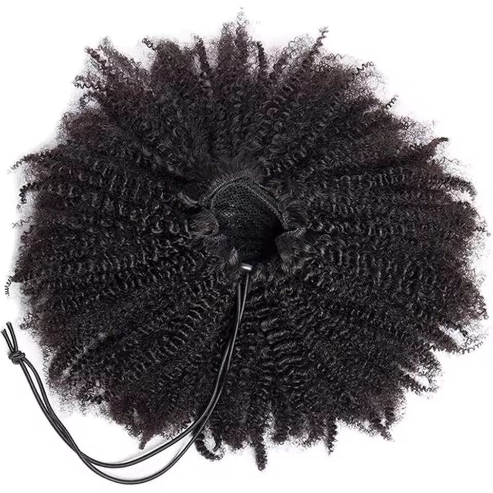 Natural Afro Kinky Curly Drawstring Ponytail Real Human Hair Extensions Ponytail Hair Pieces Clip In Ponytails for Women