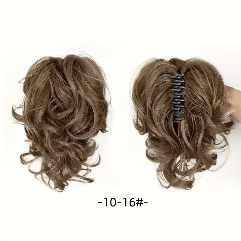 12Inch Synthetic Ponytail Claw Clip Ponytail Extensions Short Curly Ponytail  Black Brown Blonde Hair Clip for Women