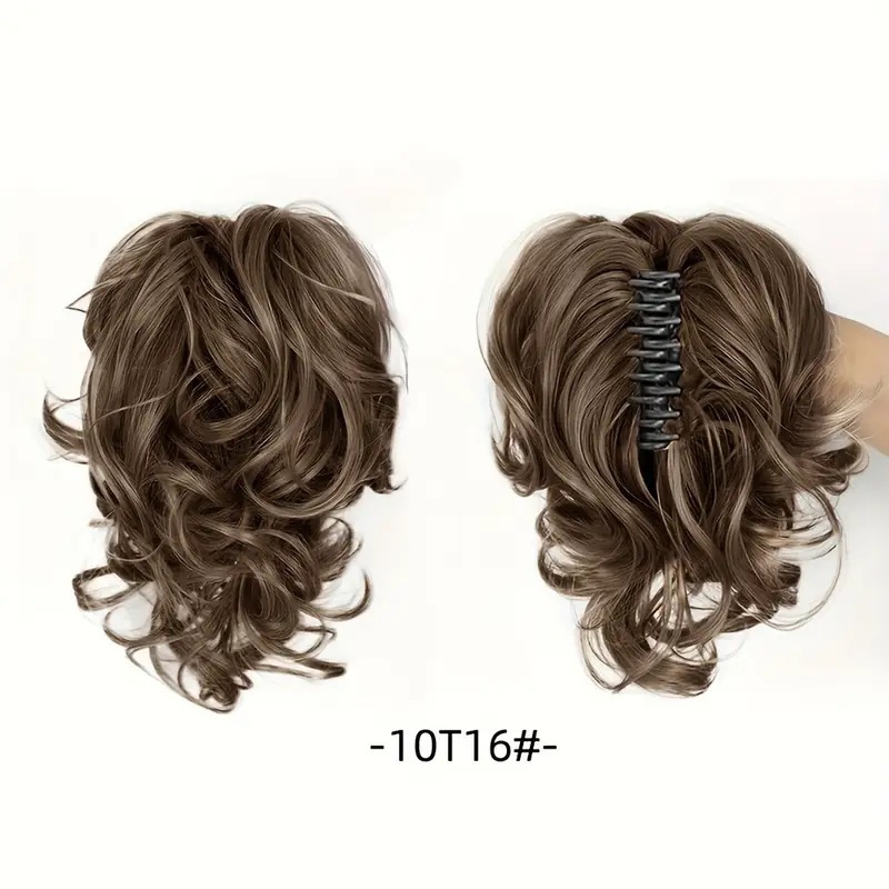 12Inch Synthetic Ponytail Claw Clip Ponytail Extensions Short Curly Ponytail  Black Brown Blonde Hair Clip for Women