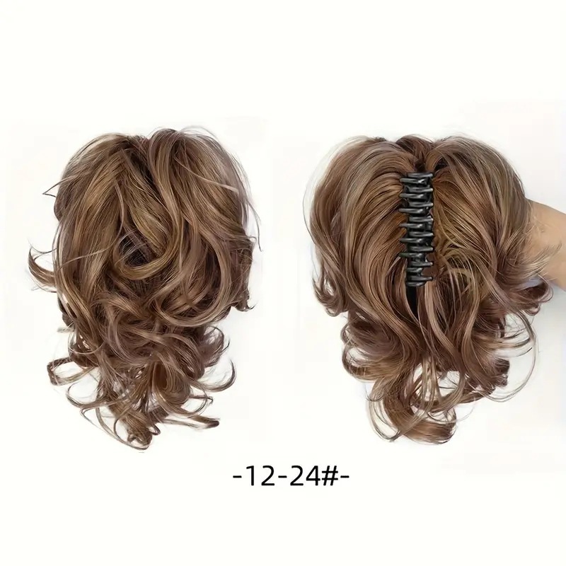 12Inch Synthetic Ponytail Claw Clip Ponytail Extensions Short Curly Ponytail  Black Brown Blonde Hair Clip for Women