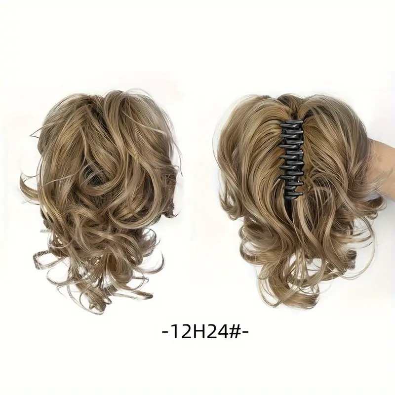 12Inch Synthetic Ponytail Claw Clip Ponytail Extensions Short Curly Ponytail  Black Brown Blonde Hair Clip for Women