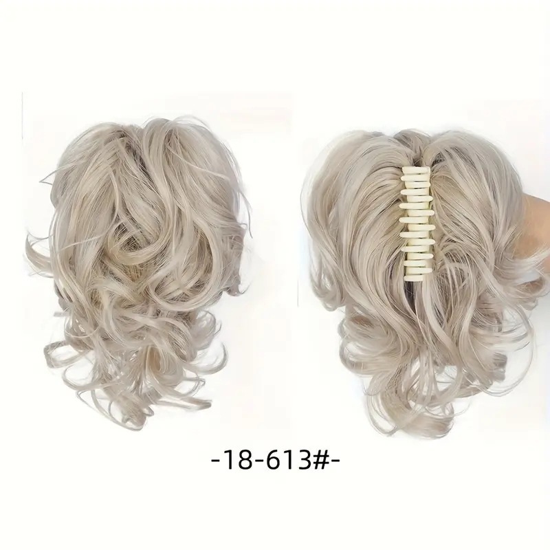 12Inch Synthetic Ponytail Claw Clip Ponytail Extensions Short Curly Ponytail  Black Brown Blonde Hair Clip for Women