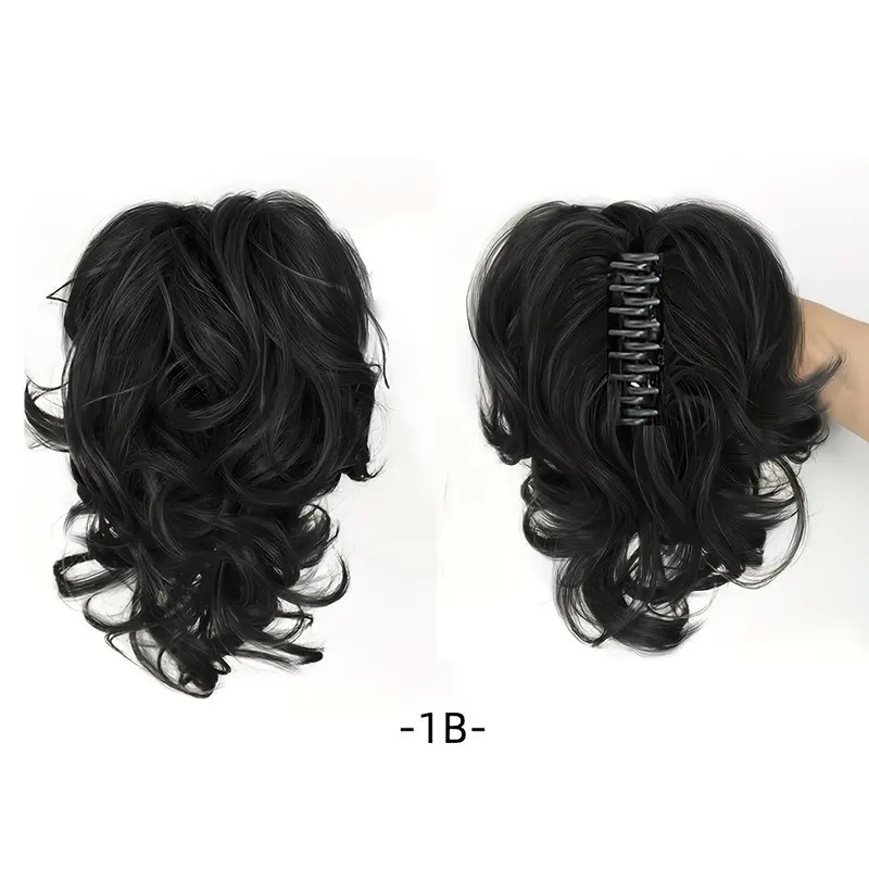 12Inch Synthetic Ponytail Claw Clip Ponytail Extensions Short Curly Ponytail  Black Brown Blonde Hair Clip for Women