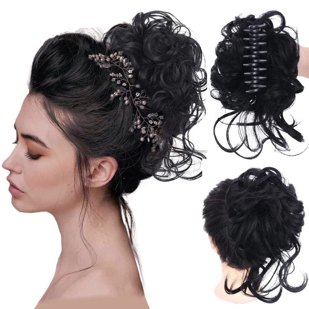 Synthetic Claw Chignon Women Messy Curly Fluffy Hair Bun Clip in Ponytail Hair Extensions Natural False Hairpieces