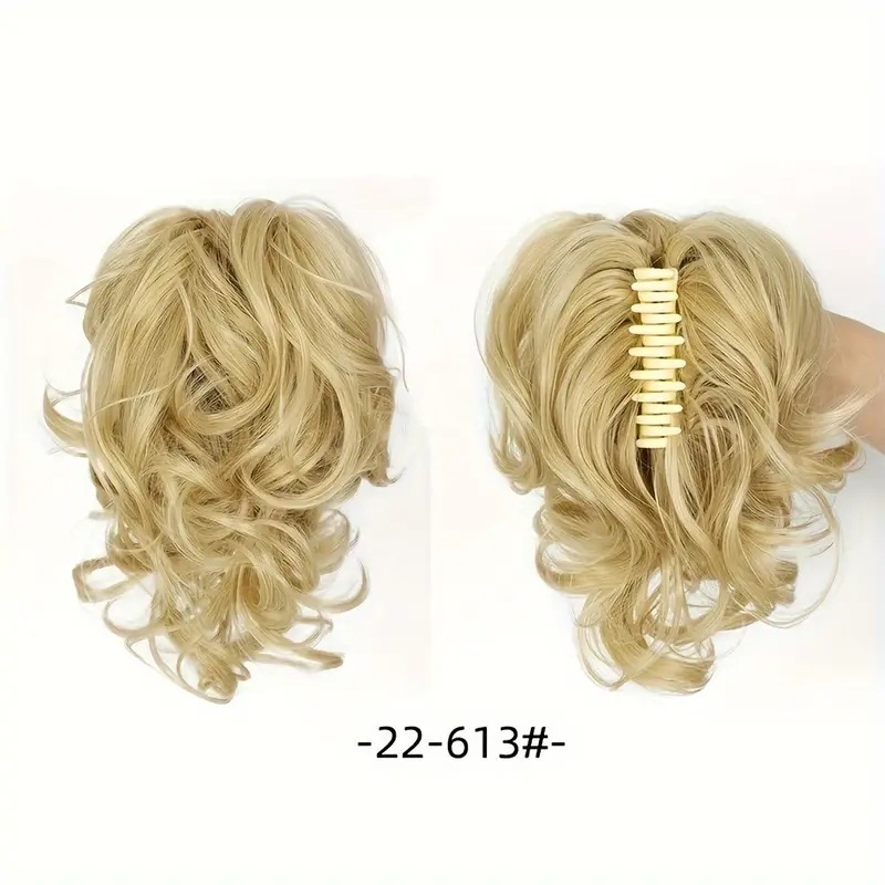 12Inch Synthetic Ponytail Claw Clip Ponytail Extensions Short Curly Ponytail  Black Brown Blonde Hair Clip for Women