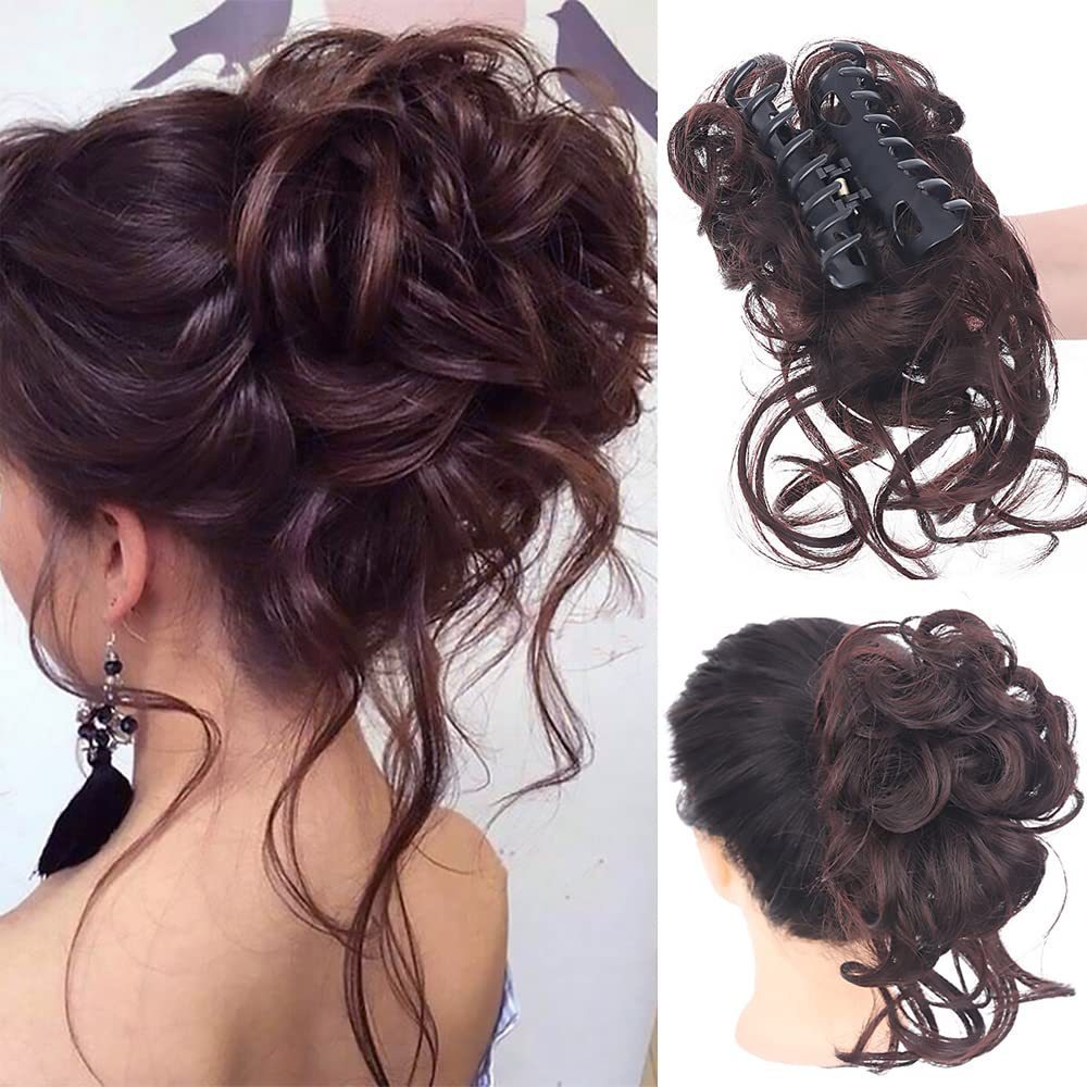 Synthetic Claw Chignon Women Messy Curly Fluffy Hair Bun Clip in Ponytail Hair Extensions Natural False Hairpieces