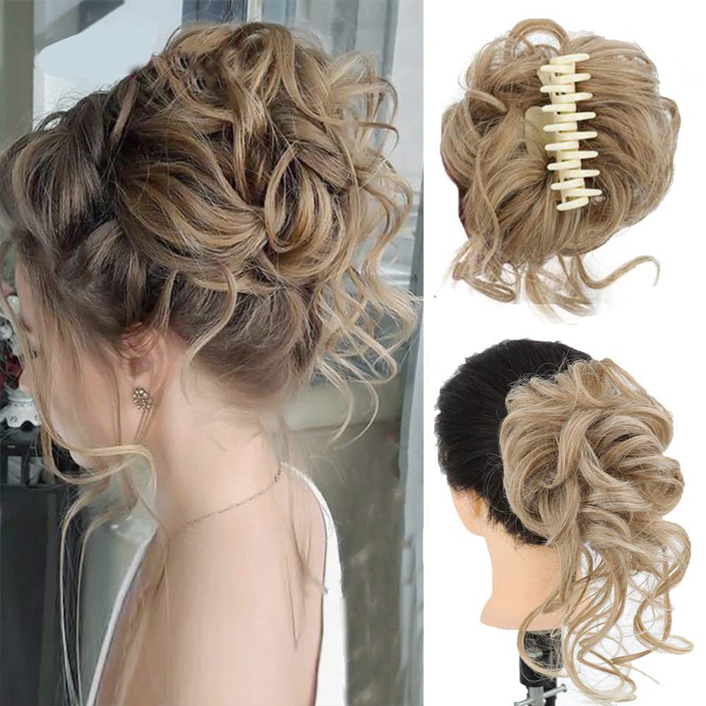 Synthetic Claw Chignon Women Messy Curly Fluffy Hair Bun Clip in Ponytail Hair Extensions Natural False Hairpieces