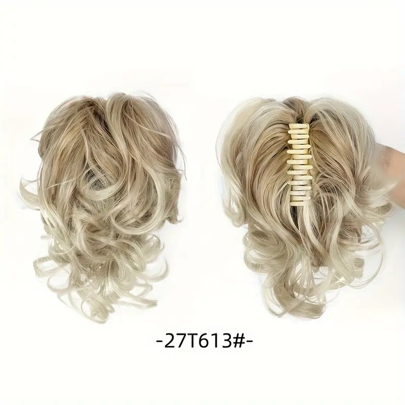 12Inch Synthetic Ponytail Claw Clip Ponytail Extensions Short Curly Ponytail  Black Brown Blonde Hair Clip for Women