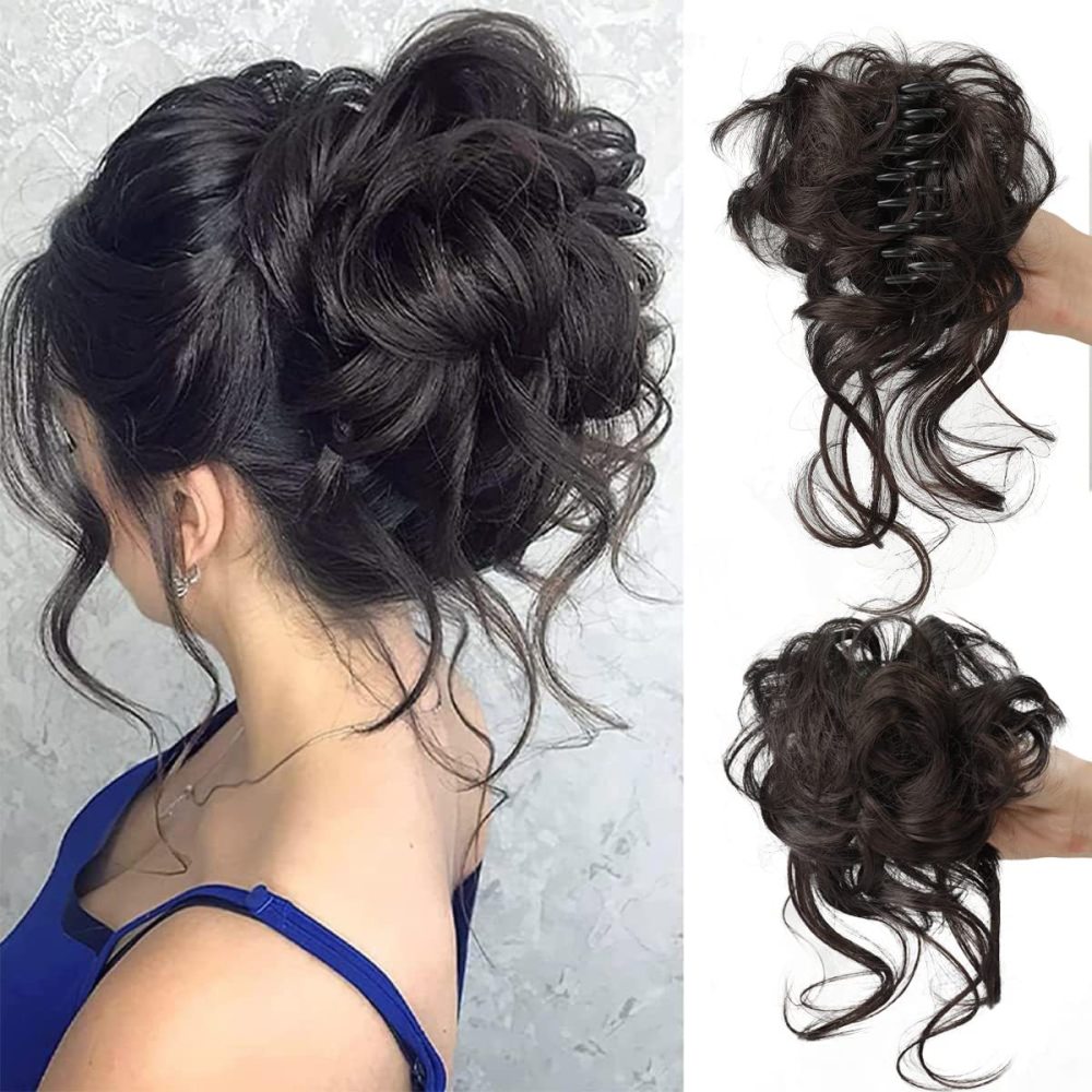 Synthetic Claw Chignon Women Messy Curly Fluffy Hair Bun Clip in Ponytail Hair Extensions Natural False Hairpieces