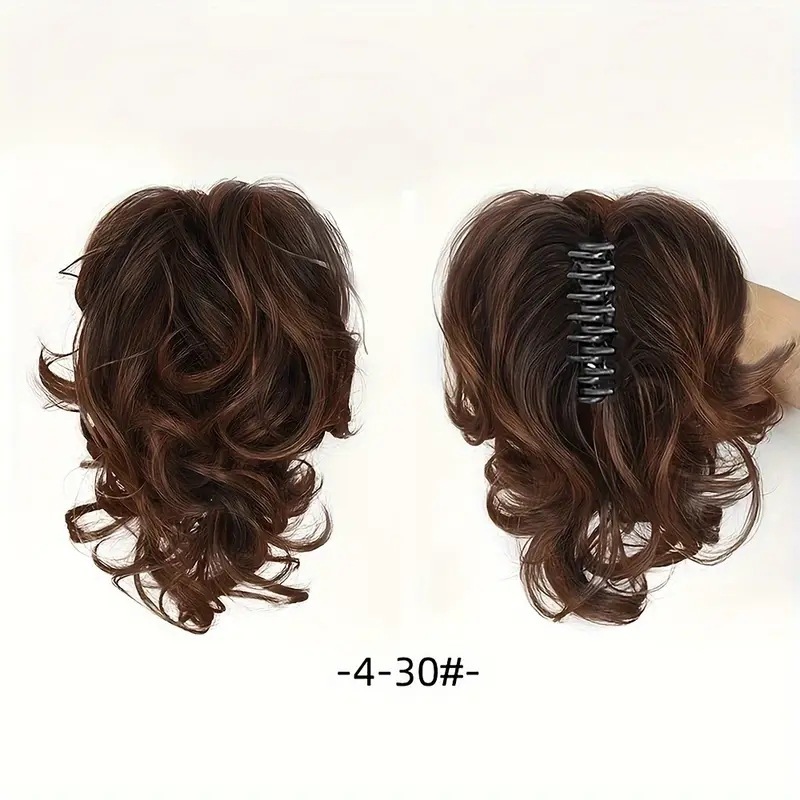 12Inch Synthetic Ponytail Claw Clip Ponytail Extensions Short Curly Ponytail  Black Brown Blonde Hair Clip for Women