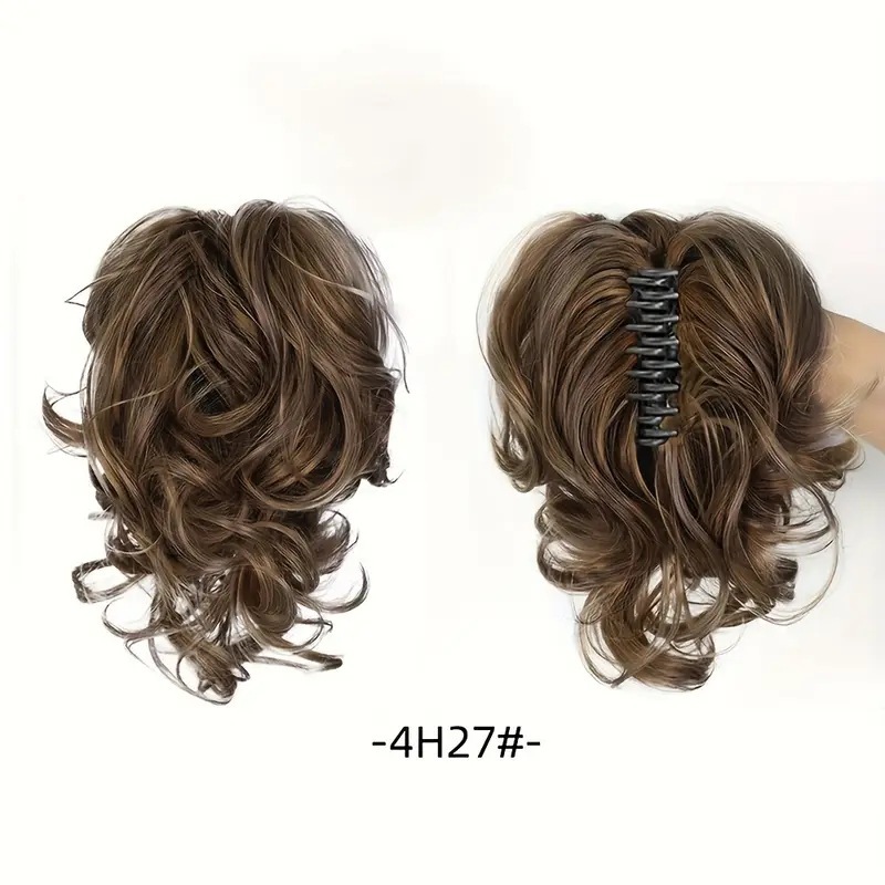 12Inch Synthetic Ponytail Claw Clip Ponytail Extensions Short Curly Ponytail  Black Brown Blonde Hair Clip for Women