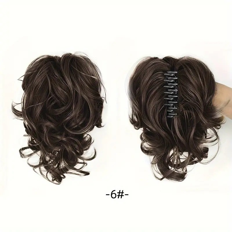 12Inch Synthetic Ponytail Claw Clip Ponytail Extensions Short Curly Ponytail  Black Brown Blonde Hair Clip for Women