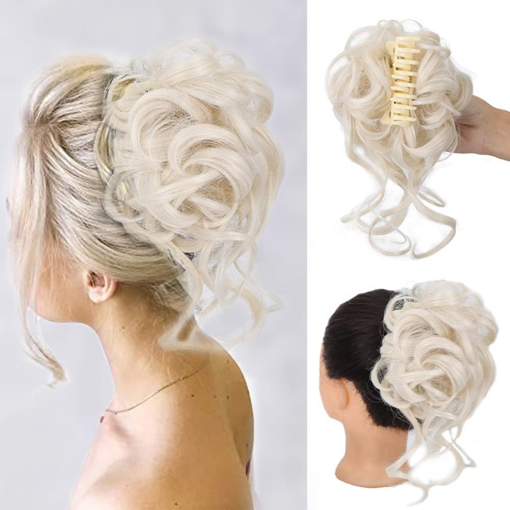Synthetic Claw Chignon Women Messy Curly Fluffy Hair Bun Clip in Ponytail Hair Extensions Natural False Hairpieces
