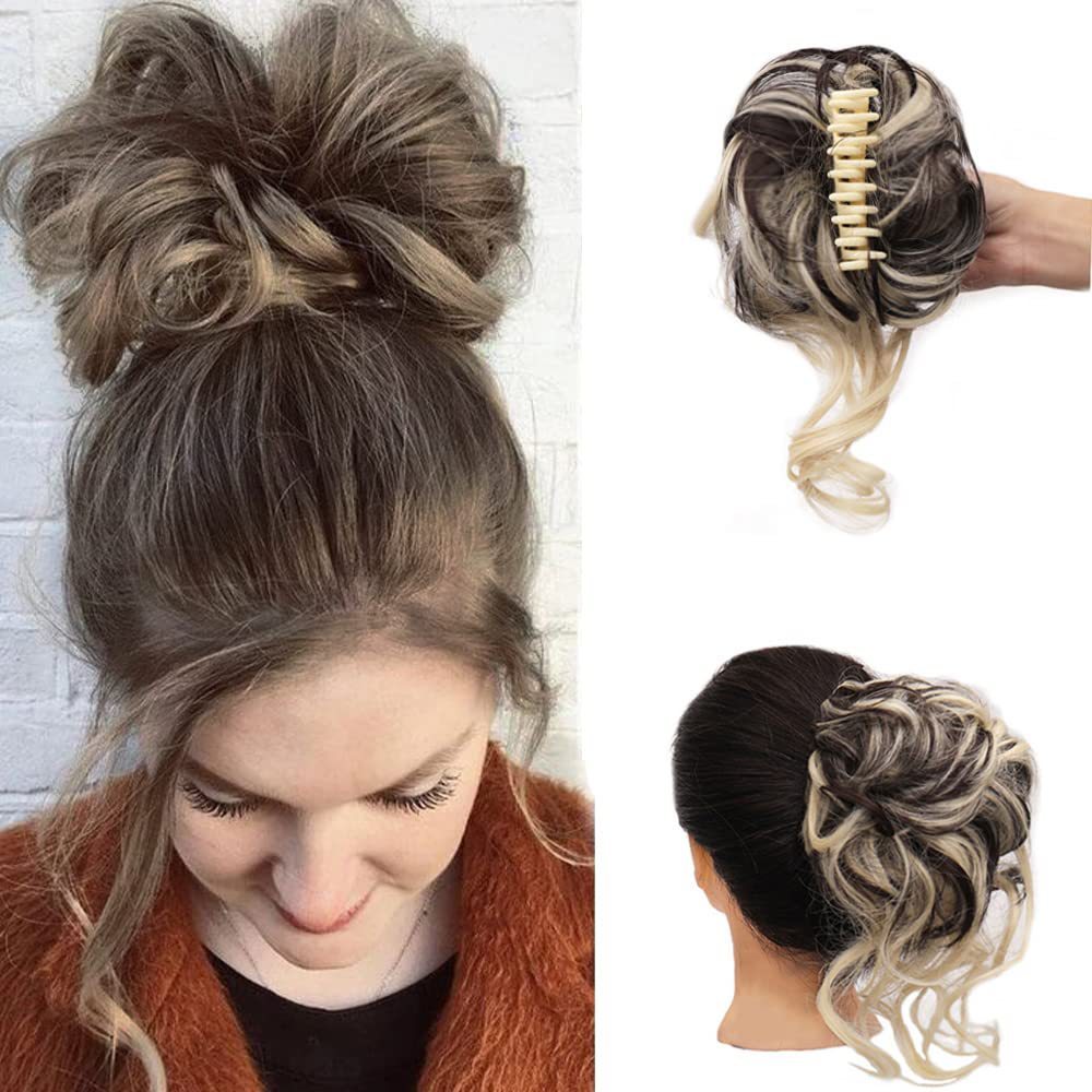 Synthetic Claw Chignon Women Messy Curly Fluffy Hair Bun Clip in Ponytail Hair Extensions Natural False Hairpieces
