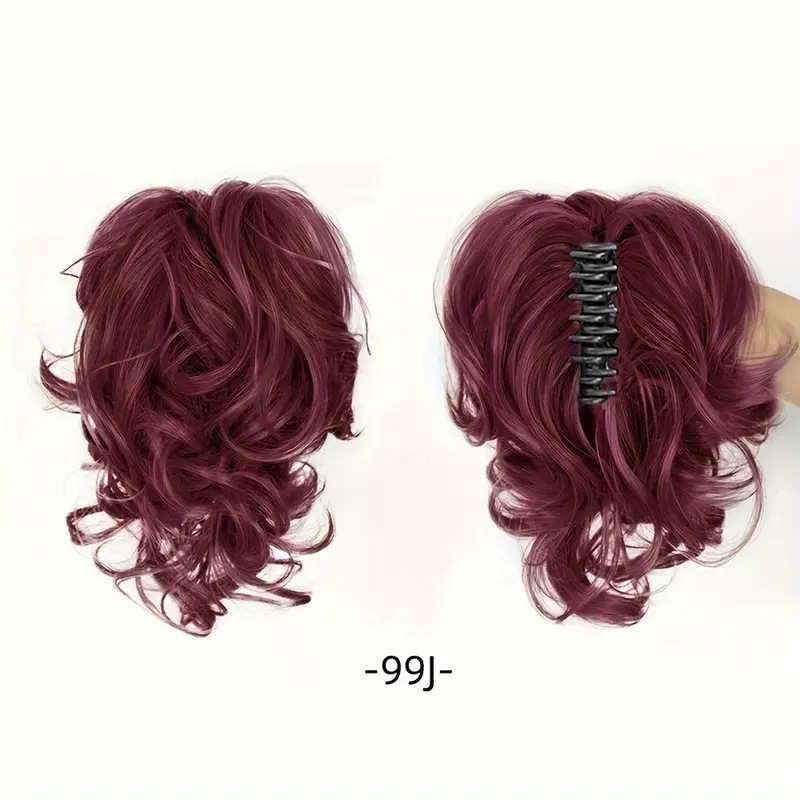 12Inch Synthetic Ponytail Claw Clip Ponytail Extensions Short Curly Ponytail  Black Brown Blonde Hair Clip for Women