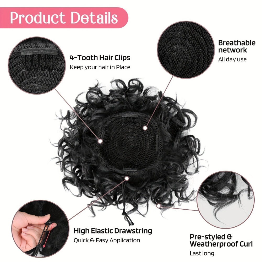 Messy Curly synthetic Hair Bun Scrunchies Extensions  Drawstring Ponytail Light Brown Large Thick Updo SyntheticHair Pieces For Women
