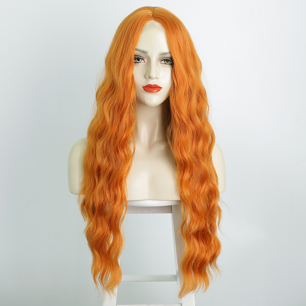Long Wave Ginger Orange Wigs Synthetic Lace Wigs for  Women Middle Part Wig Cosplay Hair Wavy Wig Party Wear Wigs Use