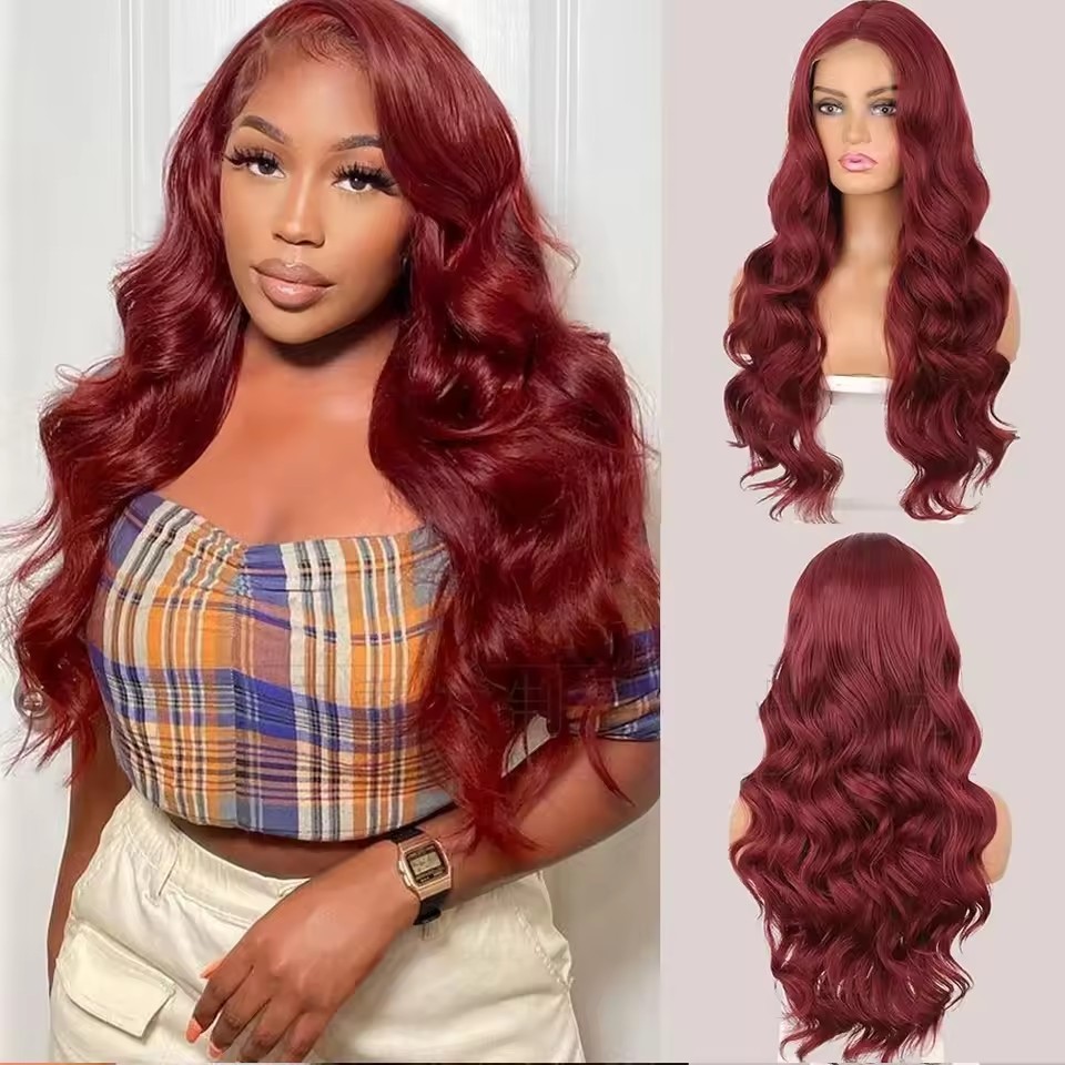 Long Wave Natural BLACK  Wigs Synthetic Lace Wigs for  Women Middle Part Wig Cosplay Hair Wavy Wig Party Wear Wigs Use