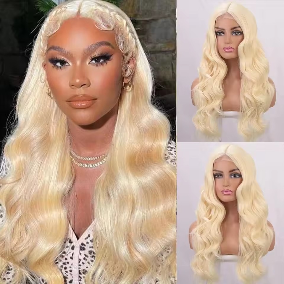 Long Wave Natural BLACK  Wigs Synthetic Lace Wigs for  Women Middle Part Wig Cosplay Hair Wavy Wig Party Wear Wigs Use