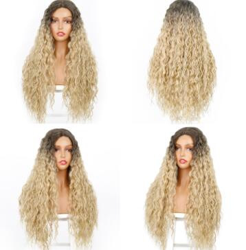 Long curly Brown Wigs Synthetic Lace Wigs for  Women Middle Part Wig Natural  Curly Wig Party Wear Wigs Use