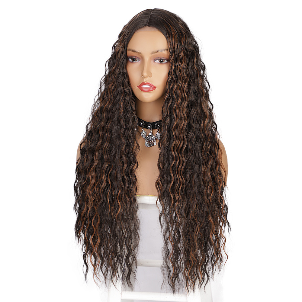 Long curly Brown Wigs Synthetic Lace Wigs for  Women Middle Part Wig Natural  Curly Wig Party Wear Wigs Use