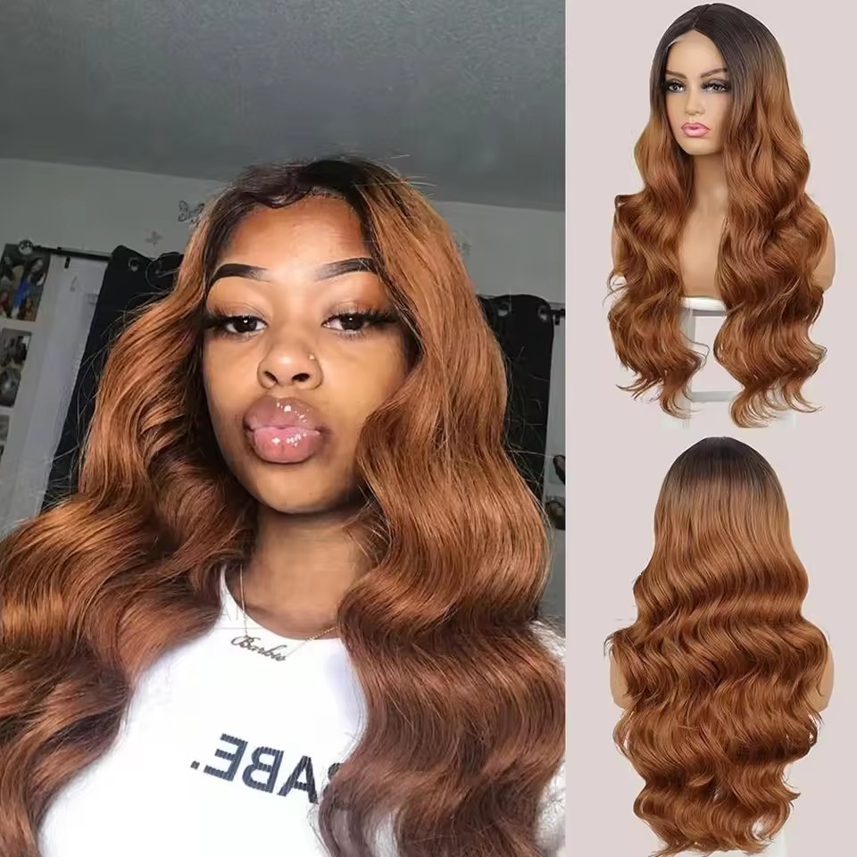 Long Wave Natural BLACK  Wigs Synthetic Lace Wigs for  Women Middle Part Wig Cosplay Hair Wavy Wig Party Wear Wigs Use