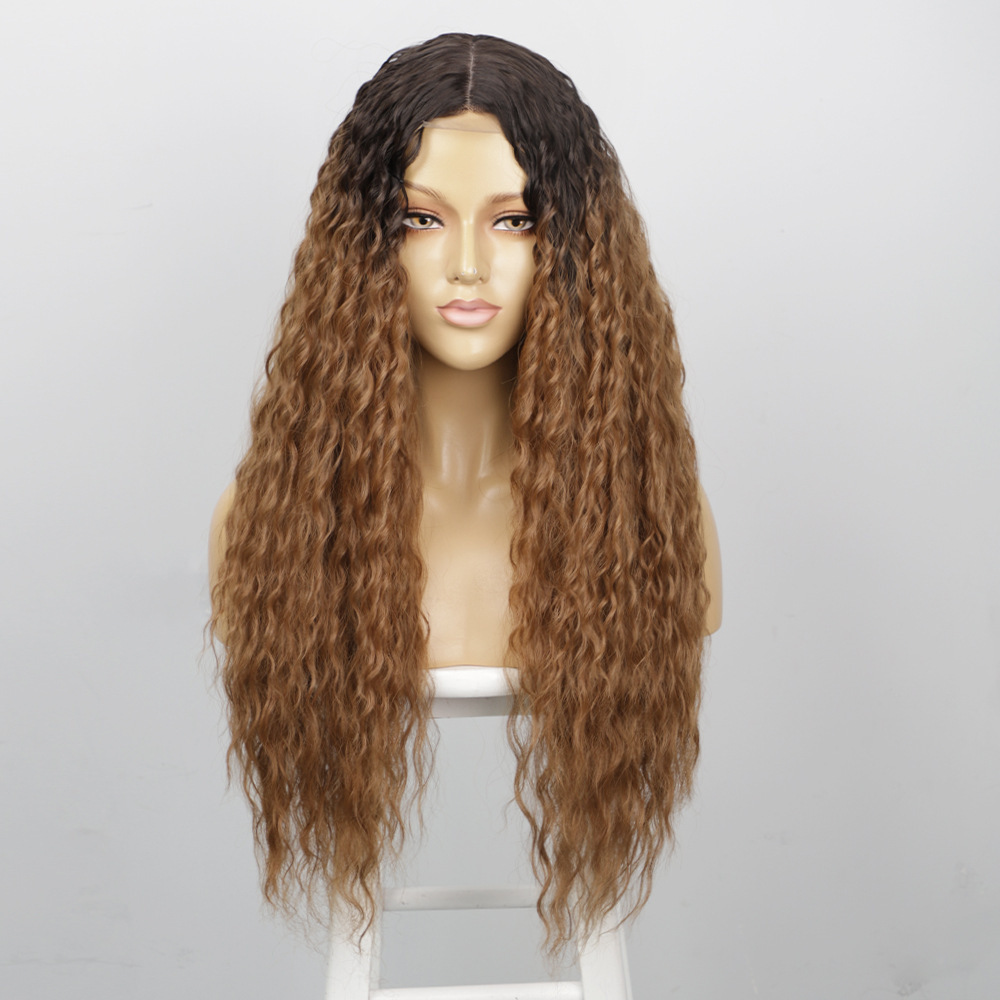 Long curly Brown Wigs Synthetic Lace Wigs for  Women Middle Part Wig Natural  Curly Wig Party Wear Wigs Use