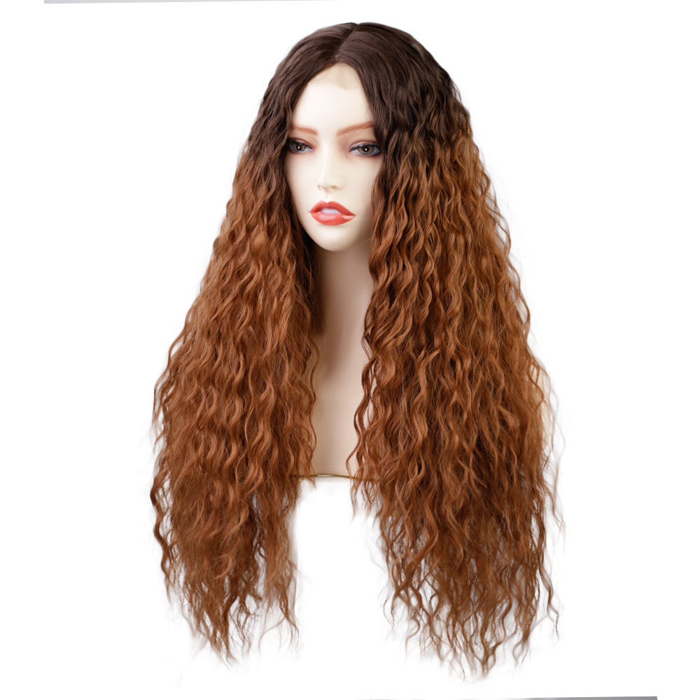 Long curly Brown Wigs Synthetic Lace Wigs for  Women Middle Part Wig Natural  Curly Wig Party Wear Wigs Use