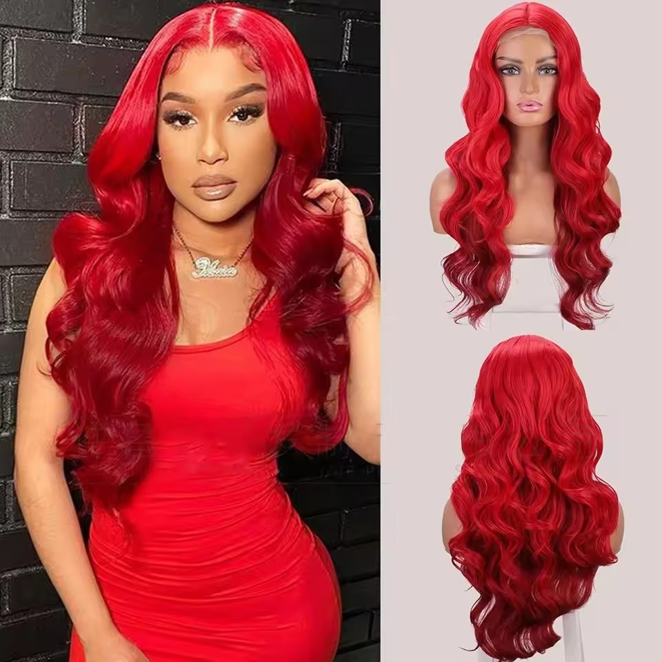 Long Wave Natural BLACK  Wigs Synthetic Lace Wigs for  Women Middle Part Wig Cosplay Hair Wavy Wig Party Wear Wigs Use