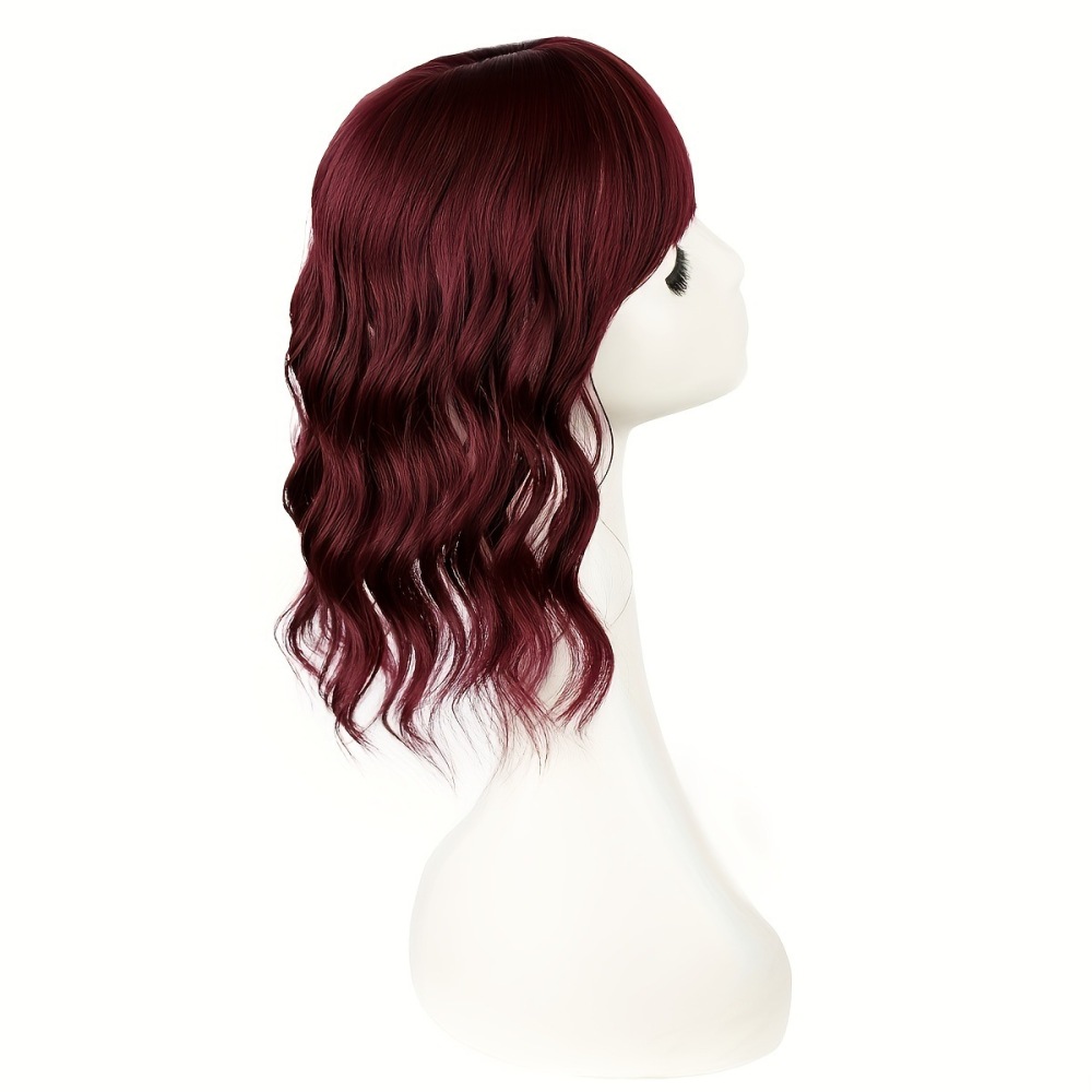 14 Inch Synthetic Wavy Hair Topper Hairpieces With Bangs For Women Curly Clip In Synthetic Hairpiece Fluffy Topper Hair Accessories