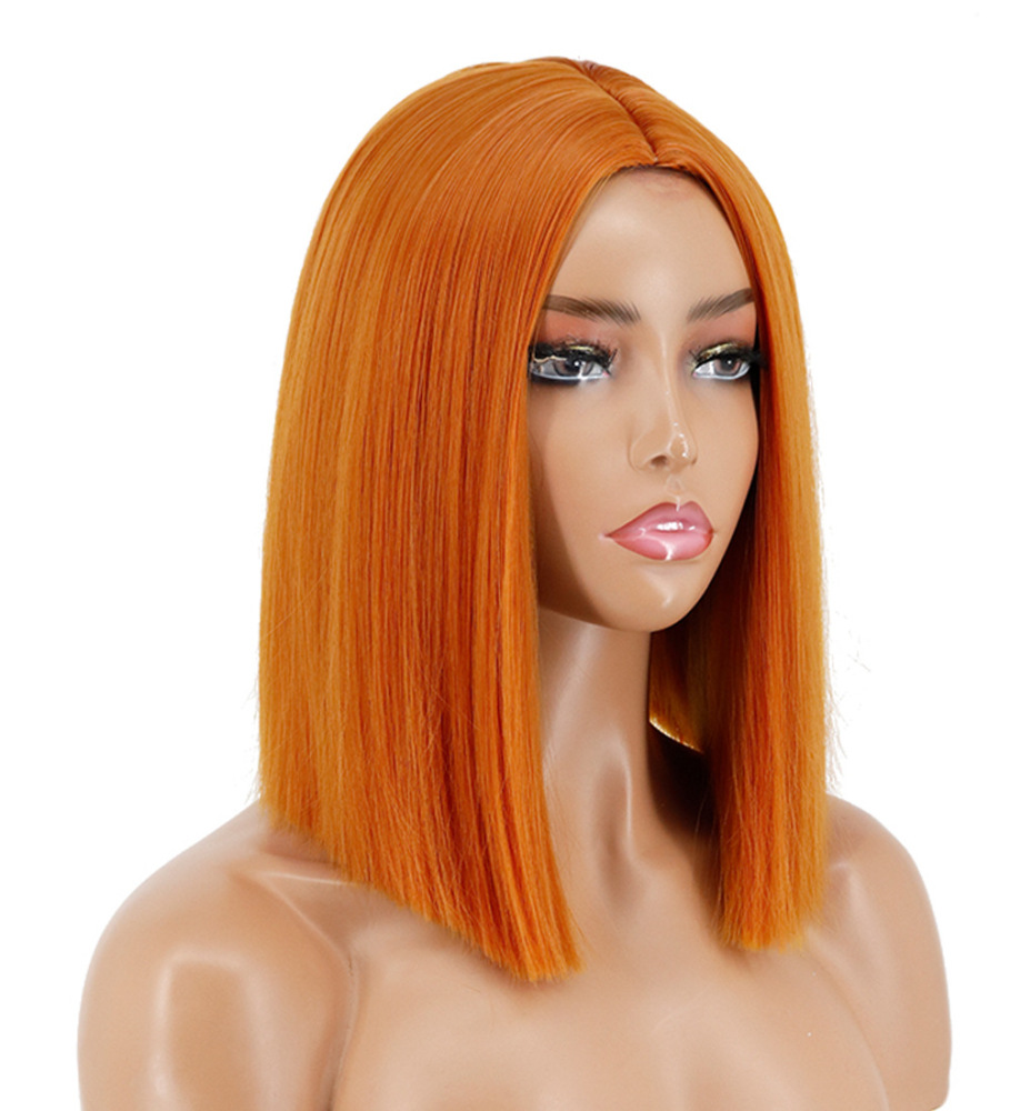 Short Bob Synthetic Wig  for Women Red Black Pink Blue Orange Fancy Wigs Heat Resistant Lolita  Color ful Wigs