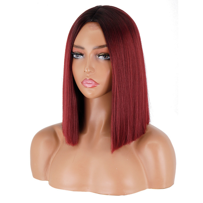 Short Bob Synthetic Wig  for Women Red Black Pink Blue Orange Fancy Wigs Heat Resistant Lolita  Color ful Wigs