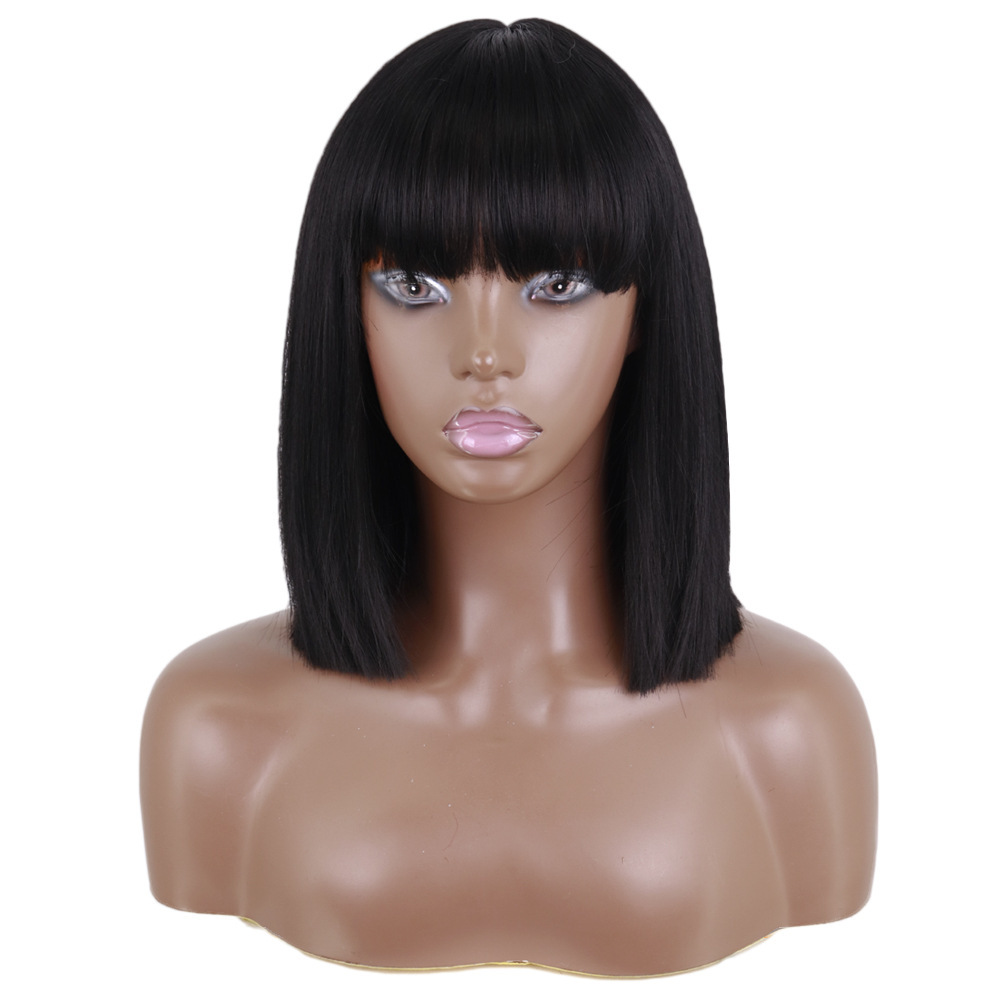 Short Bob Synthetic Wig With Bangs for Women Red Black Pink Blue Orange Fancy Wigs Heat Resistant Lolita Cosplay Party Wigs