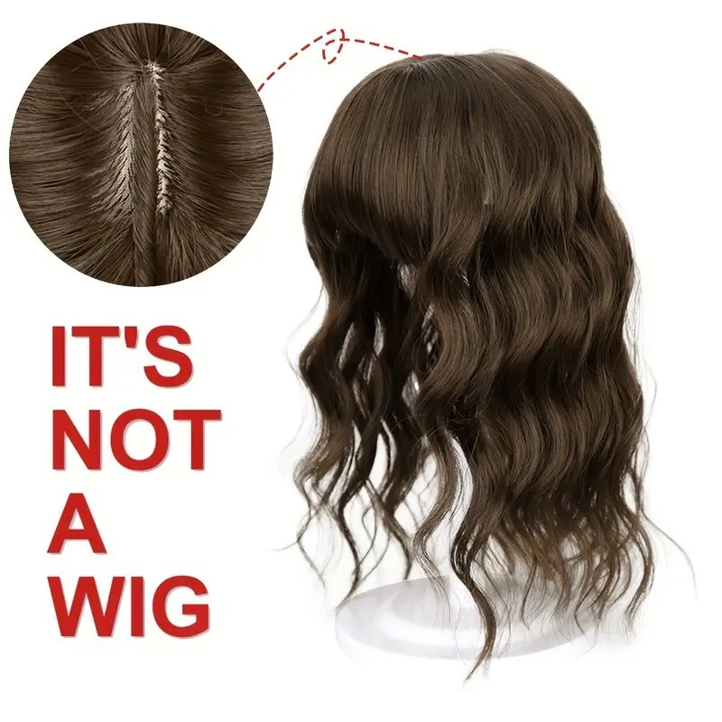 14 Inch Synthetic Wavy Hair Topper Hairpieces With Bangs For Women Curly Clip In Synthetic Hairpiece Fluffy Topper Hair Accessories
