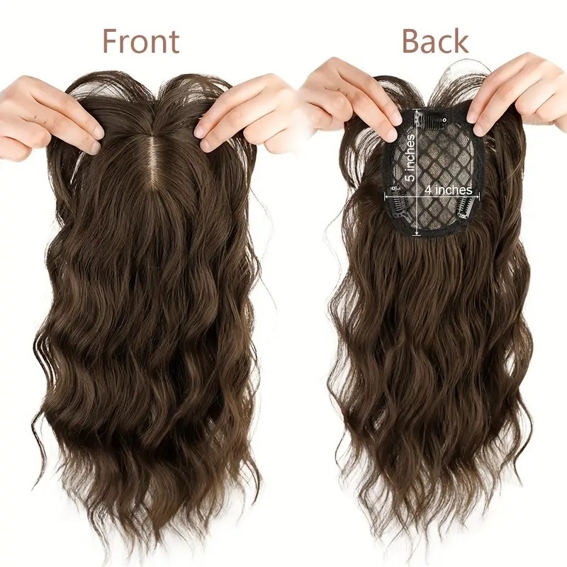 14 Inch Synthetic Wavy Hair Topper Hairpieces With Bangs For Women Curly Clip In Synthetic Hairpiece Fluffy Topper Hair Accessories