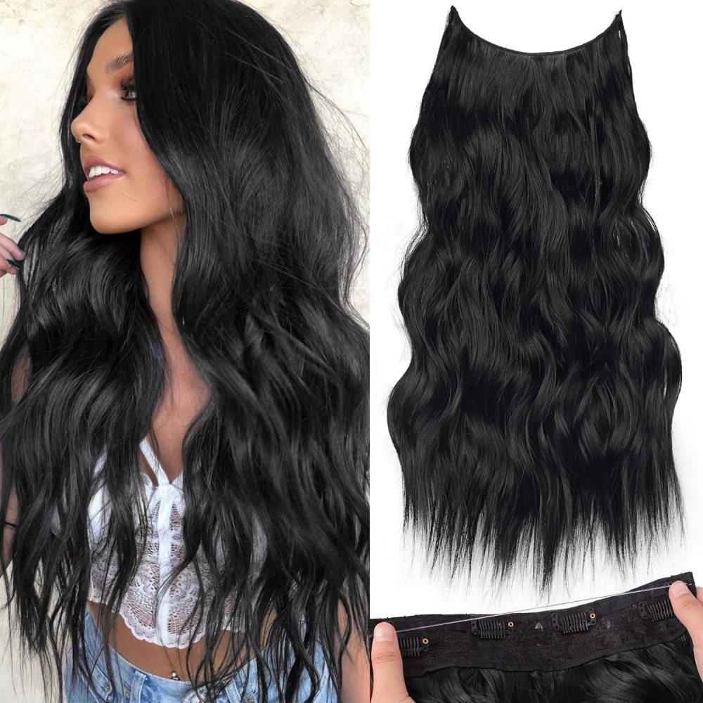 Synthetic Invisible Wire No Clips In Hair Extensions Secret Fish Line Hairpieces Hair Extensions Fake Hair For Women