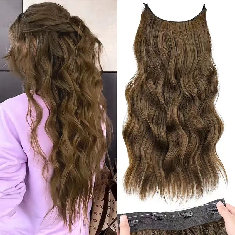 Synthetic Invisible Wire No Clips In Hair Extensions Secret Fish Line Hairpieces Hair Extensions Fake Hair For Women