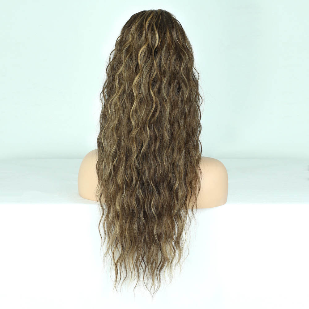 26Inch 150Grams  Drawstring Ponytail Extension  Long curly Synthetic Ponytail Hair Extension Synthetic Corn Wavy ponytail Extensions