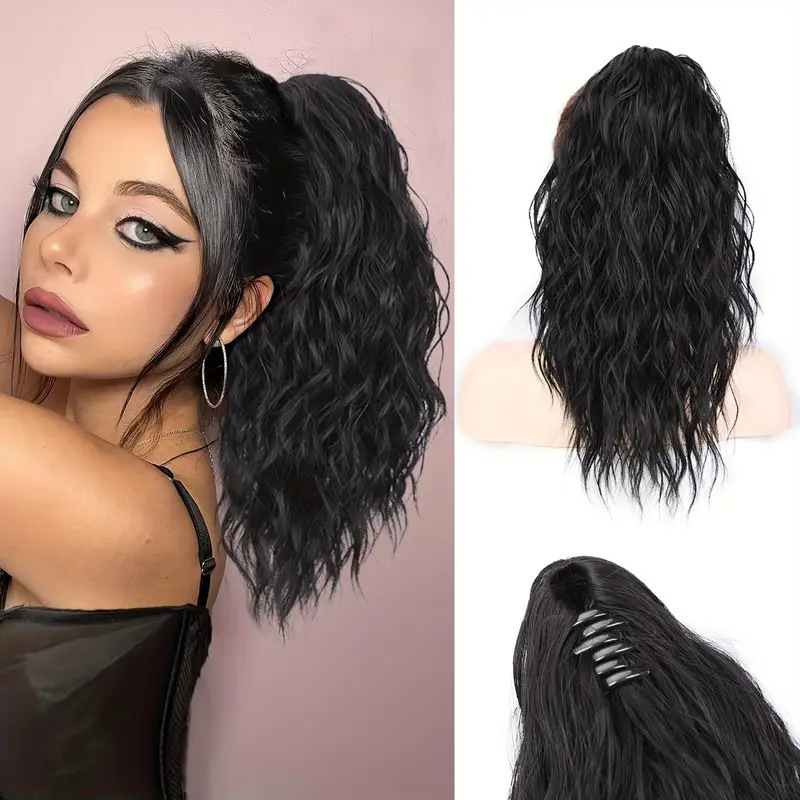 18-inch Synthetic Women's Wavy Claw-Clip Ponytail Extension Easy-to-Wear  Style for Instant Beauty Boost For Women