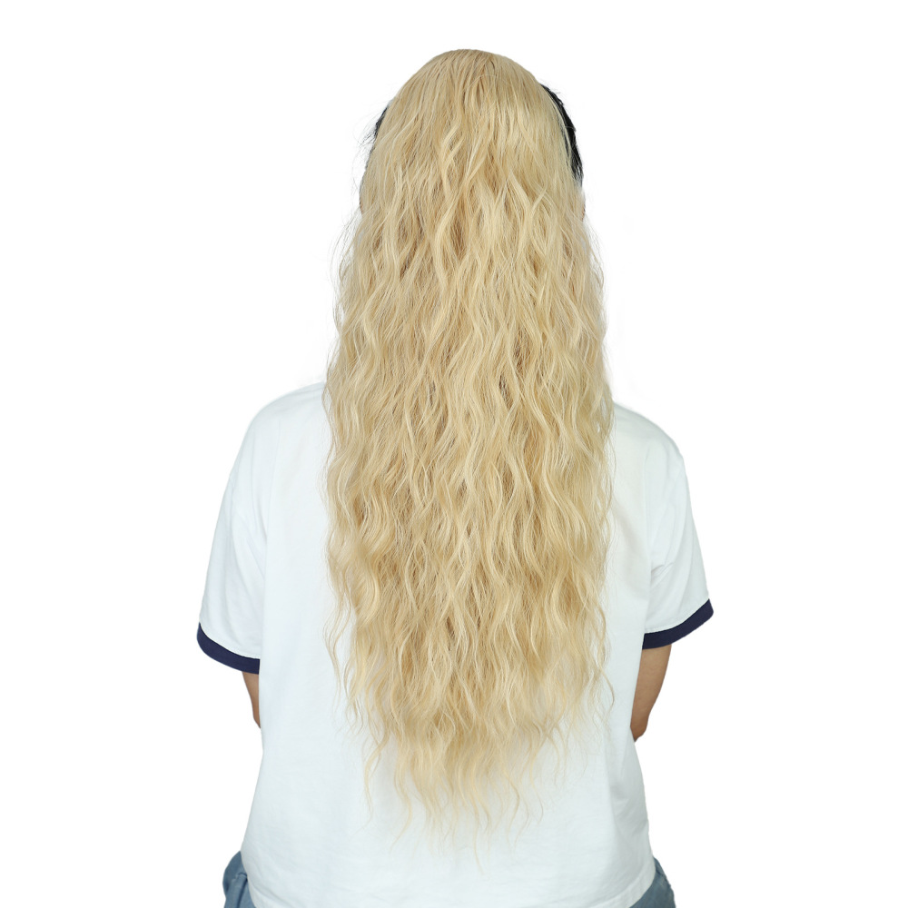 22 Inch 120Grams  Drawstring Ponytail Extension Curly Wave Long Ponytail Hair Extension Synthetic Corn Wavy Drawstring Ponytail Extensions