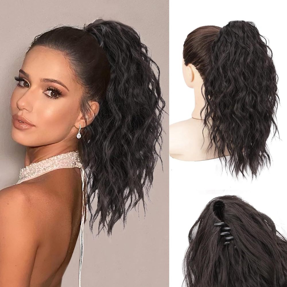 18-inch Synthetic Women's Wavy Claw-Clip Ponytail Extension Easy-to-Wear  Style for Instant Beauty Boost For Women