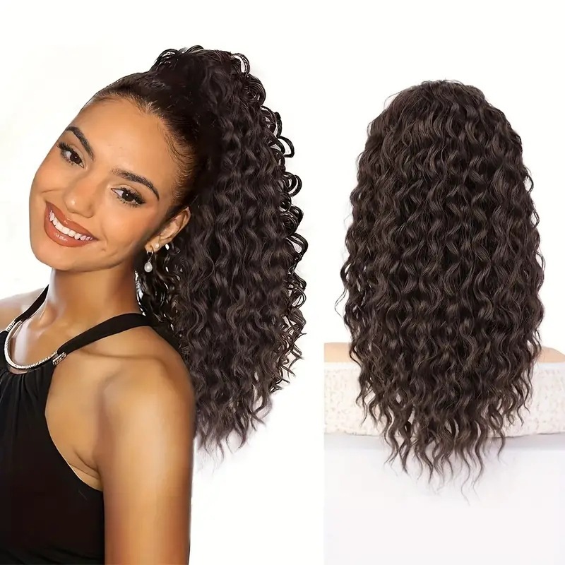 18 inch 120g Drawstring Ponytail extension for Women Afro Curly Fluffy Ponytail Hairpieces for  Black women